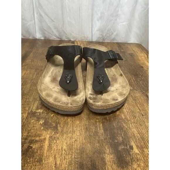 Birkenstock Womens Size 10 EU 41 Gizeh Black Patent Leather Thong Sandals - Picture 2 of 13